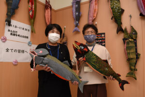 感謝込めて“サケ”展示 看護協会内「まちの保健室」(茨城・水戸)