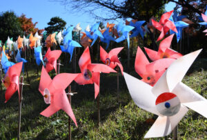 手作り風車１０００本　奥久慈茶の里公園（茨城・大子）