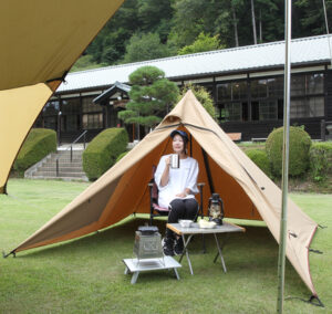 おやき学校の校庭がソロキャンプフィールドに(茨城・大子町)