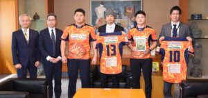 サンネクサス 知事を訪問 日立が拠点のラグビーチーム(茨城・水戸市)