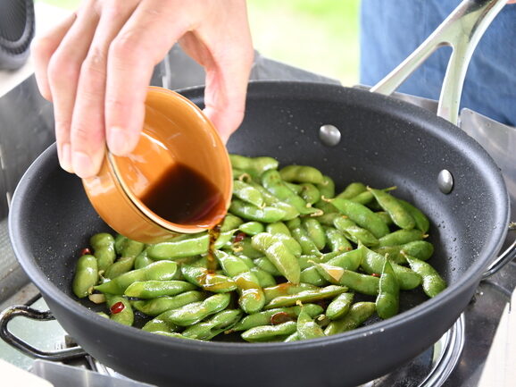 ビールのつまみにぴったり　大豆農家の枝豆ペペロンチーノ（茨城・茨城町）